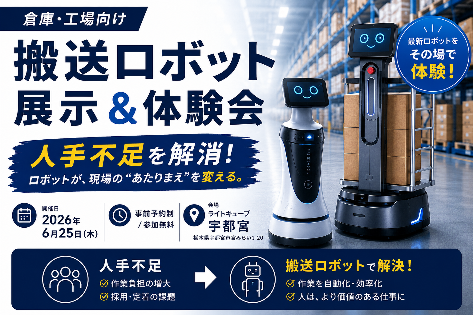 倉庫・工場向け ロボット展示＆体験会／「出張Lanky Salon in 宇都宮」