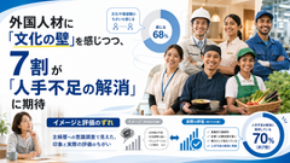 「外国人材との共生に関する意識調査」を実施 文化・言葉の壁を感じる一方、7割が「人手不足の解消」に期待