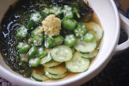 おつまみレシピ　海藻ときゅうりのネバネバ酢の物