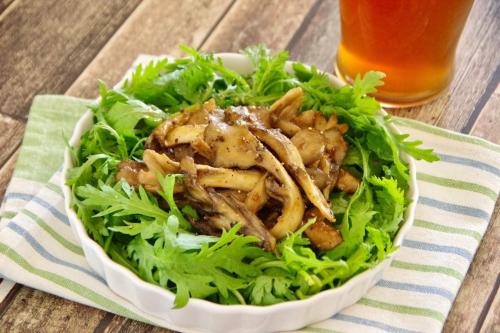 舞茸 春菊 味噌バター サラダ おつまみレシピ ビール