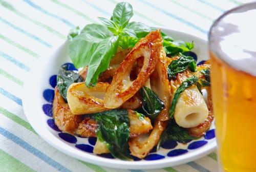 ちくわ　バジル　バターソテー　おつまみレシピ　ビール