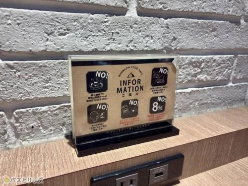 フードホールの注意書き