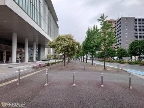 福岡サンパレスを左手に見ながら直進