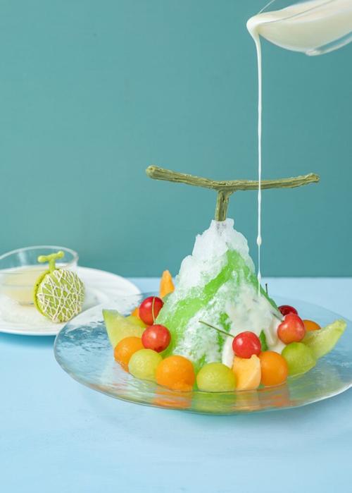 「メロン×さくらんぼ Ｗフルーツかき氷」イメージ