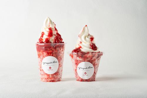 左から「まるごとけずりいちごソフト」増量バージョン、通常バージョン