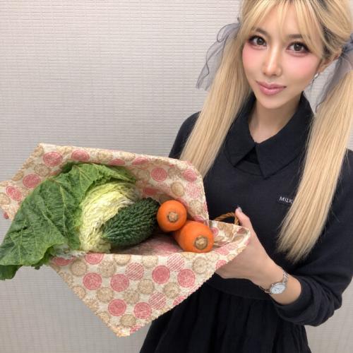 アベイユのミツロウラップバーガー袋タイプと筆者のりぴよ<br />