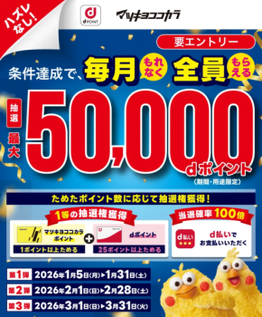 知らないと損!d払いで当選確率100倍 マツキヨ・ココカラで毎月最大5万ポイント