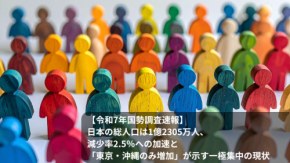 【令和7年国勢調査速報】日本の総人口は1億2305万人、減少率2.5%への加速と「東京・沖縄のみ増加」が示す一極集中の現状