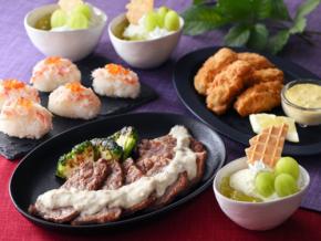 秋の味覚が時間無制限で食べ放題！牡蠣フライ、蟹いくら寿司、シャインマスカットのミニパフェなど全て食べ放題に！