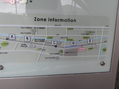 星川駅から天王町駅までの高架下をAからFのゾーンに区切った周辺案内図