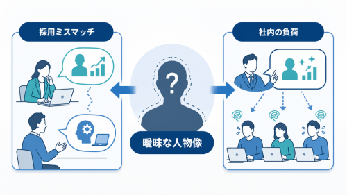 1つに定まらないDX人材像が、採用ミスマッチと既存社員への負荷につながる関係