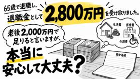 65歳で退職し、退職金として2800万円を受け取りました。老後必要なお金は2000万円といいますが、老後の生活費や医療費を考えると不安もあります。2800万円あれば、安心して大丈夫でしょうか?