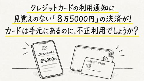 クレジットカードの利用通知に、行ったこともない店で「8万5000円」の決済が表示されました。カードは手元にあるのに、どうしてこんな請求が発生するのでしょうか?