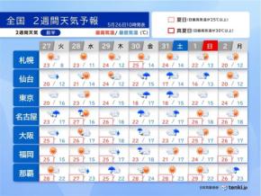 30日～31日は再び雨　東京は17年ぶりに4週連続で土曜に雨　今年の梅雨入りは?