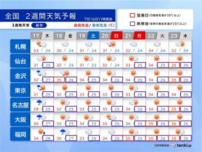 明日17日は近畿や東海で警報級大雨のおそれ　18日から関東など広い範囲で晴れ続く