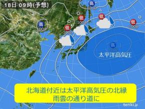 北海道付近は雨雲の通り道に　厳しい暑さが続く