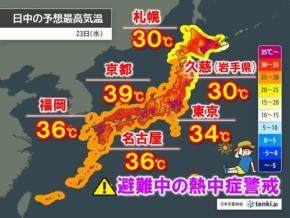 明日31日も40℃迫る危険な暑さも　津波の影響続く　避難中の熱中症に厳重警戒