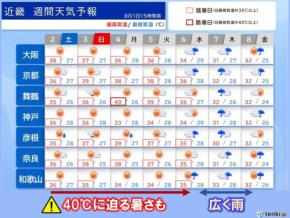 6日にかけて猛暑が続き、近畿で40℃予想も 7日は恵みの雨でようやく猛暑おさまる