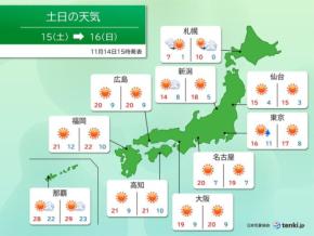 15日(土)16日(日)は紅葉狩り日和　おすすめの服装は?　来週は冬服の出番