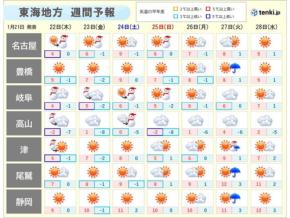 東海は今夜から平野部でも大雪の恐れ 22日朝は積雪や凍結注意 25日も広く積雪に