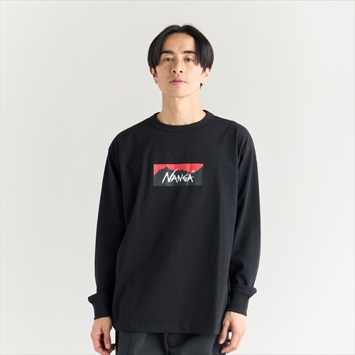 NANGA ECO HYBRID BOX LOGO L／S TEE