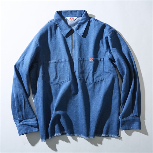 BEN DAVIS BEN DAVIS 【Denim Fringe Half Zip LS】