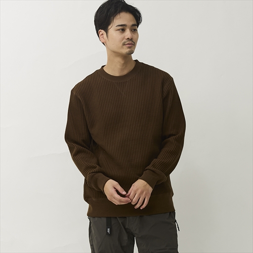 JEMORGAN ビッグワッフルクルーネック