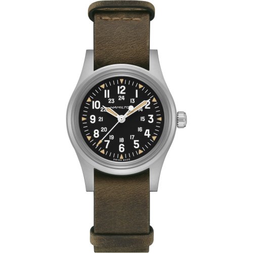 カーキ フィールド メカ 36mm ジャパン エディションレザーベルト装着例