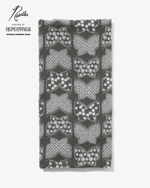NEEDLES パピヨン柄手ぬぐいグレー