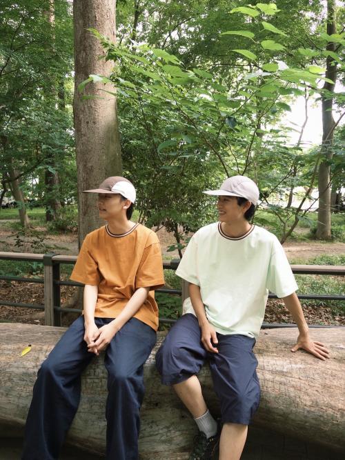 Color at Against Border Cotton Rib Tee&Rip Stop Nylon Long-Bill Cap