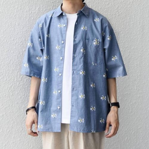SHIPS any_グリッター プリント レギュラー ハーフスリーブ シャツ