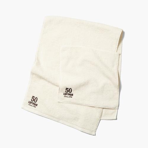 LOFTMAN×THING FABRICS 50TH ORGANIC T100 FACE TOWEL ¥2750、50TH ORGANIC T100 HAND TOWEL