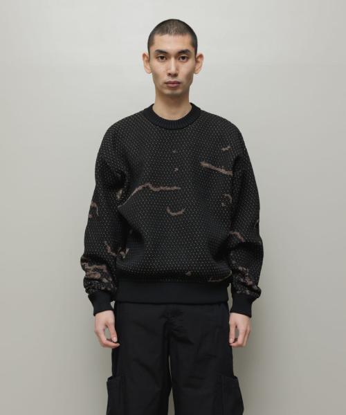 bal JACQUARD PATTERN CREWNECK SWEATER