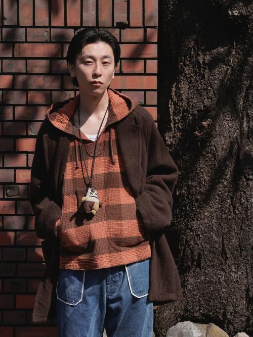 〈 MIDTHINGS for 1LDK 〉 "BLOCK CHECK WAFFLE HOODIE"