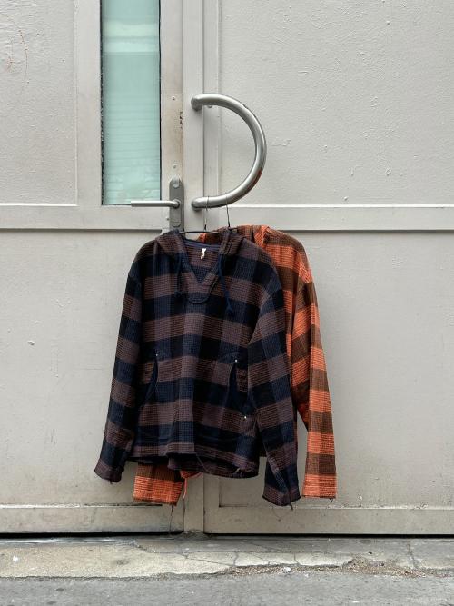 〈 MIDTHINGS for 1LDK 〉 "BLOCK CHECK WAFFLE HOODIE"