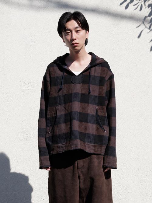 〈 MIDTHINGS for 1LDK 〉 "BLOCK CHECK WAFFLE HOODIE"