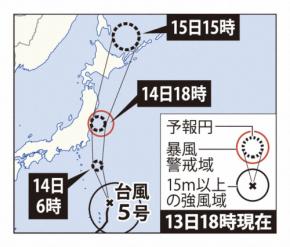 台風5号、15日にかけて上陸・接近の恐れ 東海、近畿で大雨警戒