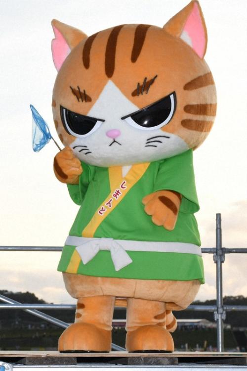 着ぐるみ猫ちゃんマスコット4点 リクエスト品 しにゃんとニャンコ」着ぐるみお披露目 川エビ取りポーズで | StartHome