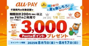 「au PAY 久々に使う人は当選確率30倍？」千葉限定の特別キャンペーン開始8/1～