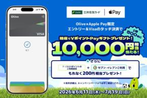 三井住友OliveカードをApple Payで使うと最大1万円分ポイントが当たる