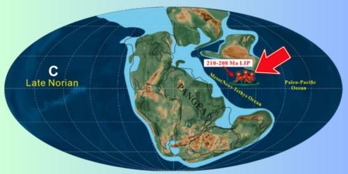 2億1000万〜2億800万年前ごろの海底噴火