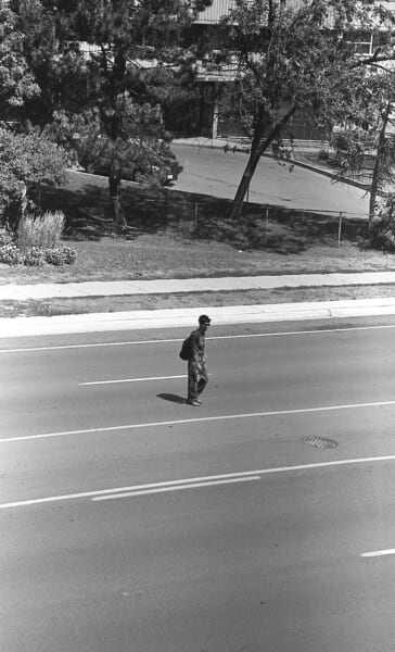 決まりに反して道路を渡る人を写した写真です。 道路での違反のように、現実の場面は実験よりずっと複雑だと、モレマン氏自身も認めています。