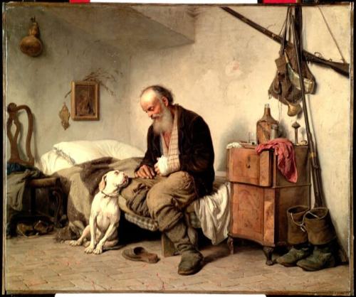 アントニオ・ロッタが1871年に描いた、犬と飼い主の絵です。