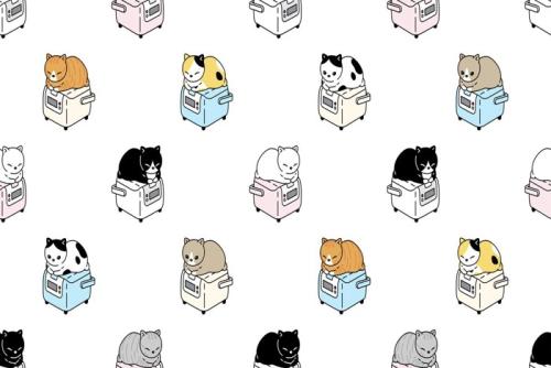 炊飯器に乗ってる猫のイラスト