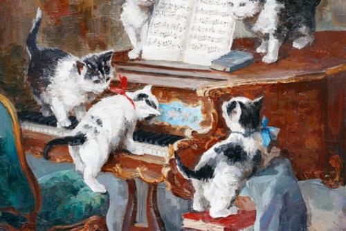 猫を描いた油絵