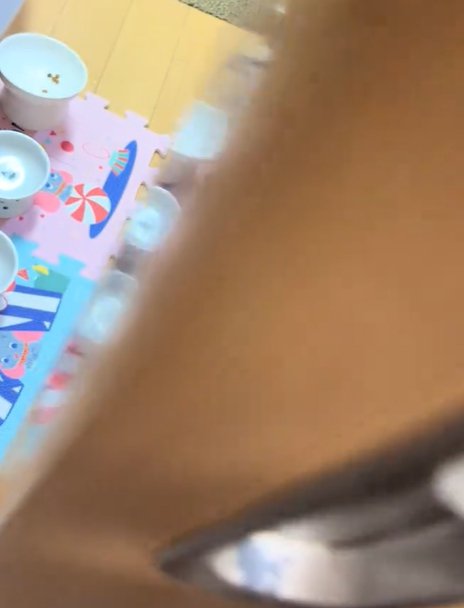 ドアが少し開きフードボウル2つが見える