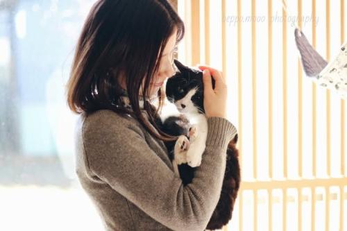 抱っこされる猫