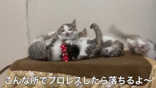 こんな所で(右端の子が落下)