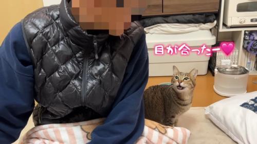 目が合ったー