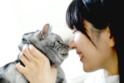 猫と笑顔の人